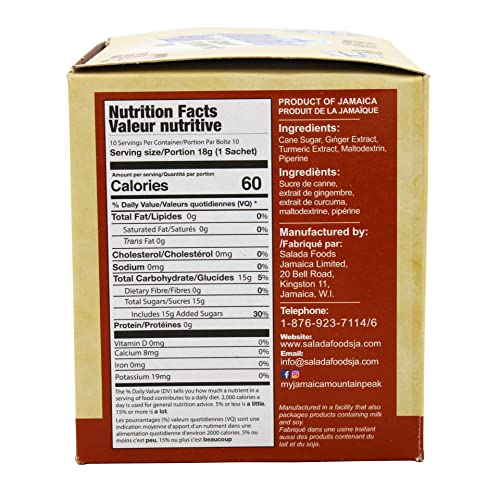Jamaica Mountain Peak Ginger Turmeric Tea, With Sugar, 6.3 Ounce