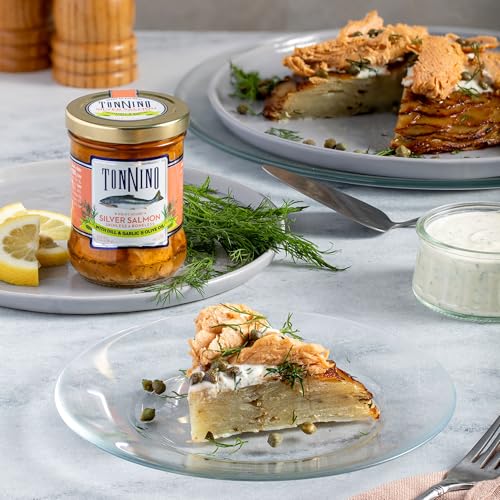 Tonnino Salmon Silver Fish, Dill & Garlic, Skinless & Boneless, 6.3 oz (Pack of 6) - Protein Snacks, Ready to Eat Meals