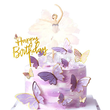 22Pcs Dancing Ballet Girls Butterfly Decoration Cake Topper For Happy Birthday Cake Toppers Girls Women'S Birthday Cake Party De