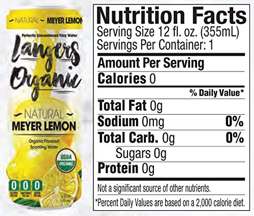 Langers Organic Flavored Sparkling Water, Meyer Lemon, 12 Ounce (Pack of 8)