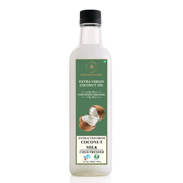 Earthen Story Extra Virgin Coconut Oil 500Ml - Certified Organic, Cold-Pressed, 100% Pure & Unrefined | Ideal For Cooking, Skin 