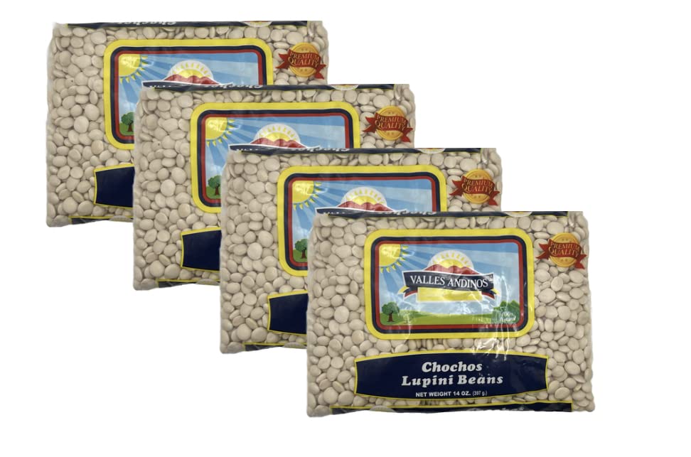 Valles Andinos Chochos Lupini Beans 14oz/397g | 100% Natural | Peruvian Beans | 4 PACK