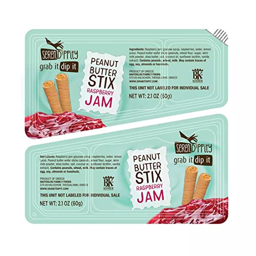 Serendippity Peanut Butter Stix with Raspberry Jam - 12 Pack, 2.1 oz Each - Delicious Snack for Kids and Adults