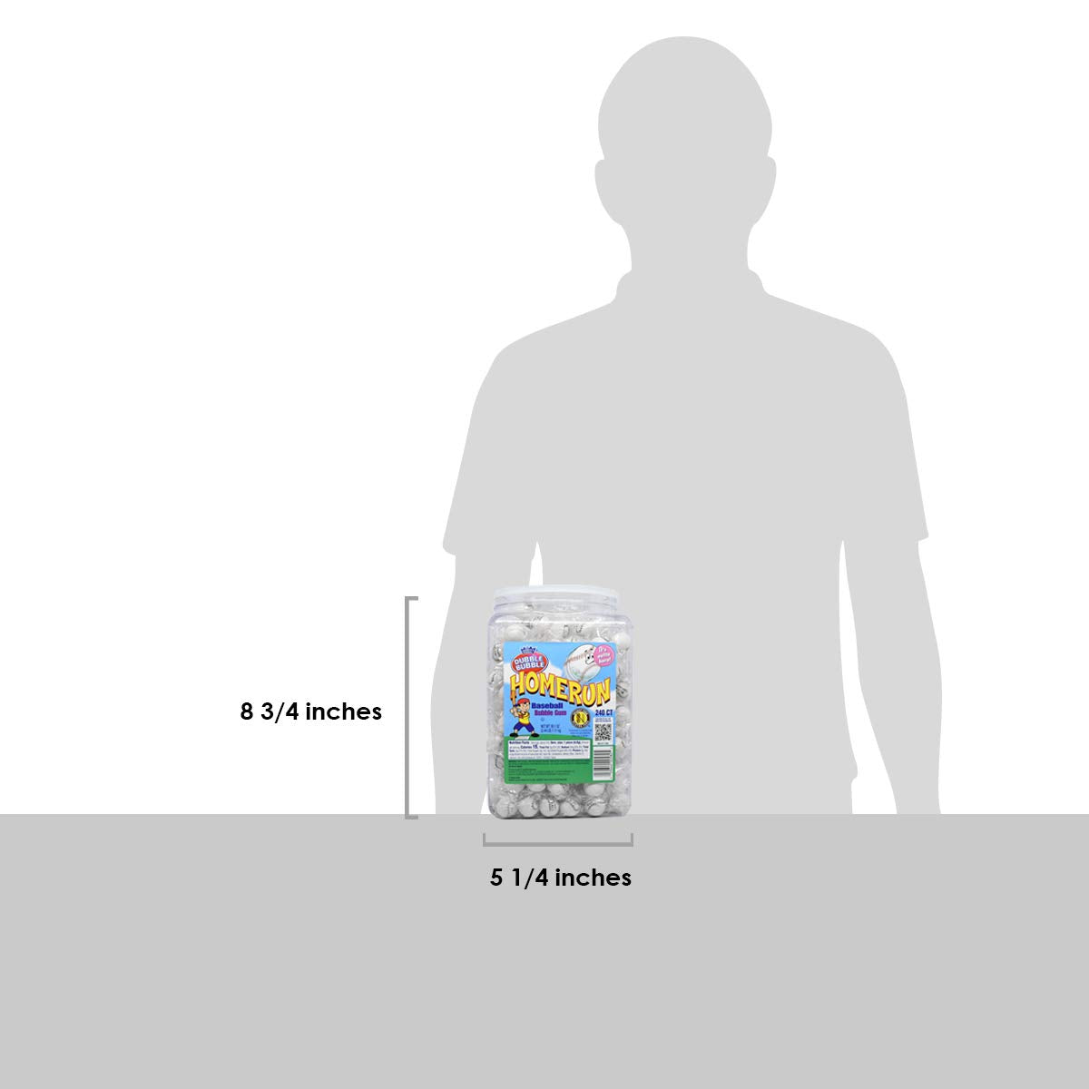 Dubble Bubble Home Run Baseball Bubble Gum Gumballs, 240-Count Jar