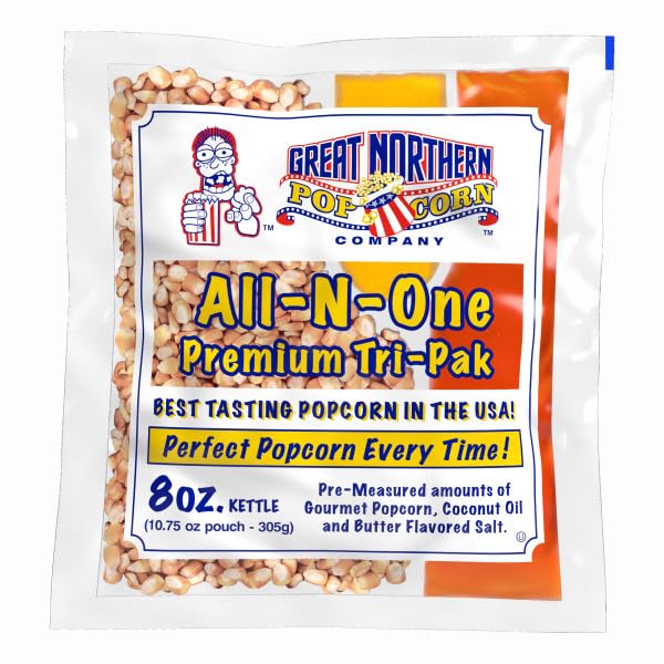 All-In-One Premium Tri-Pack Popcorn - 10.75-Ounce Movie Theater Popcorn For Commercial 8-Ounce Kettle Poppers - 12/Case By Great
