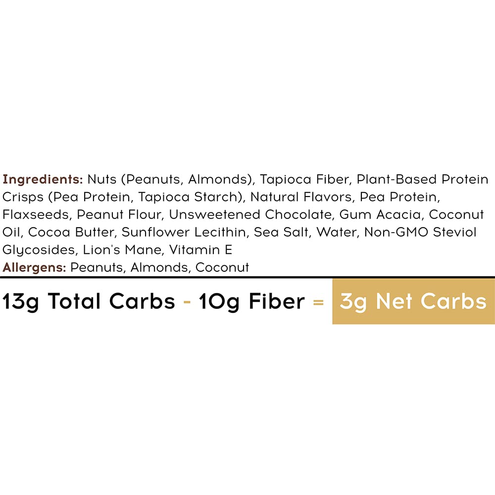 Iqbar Brain And Body Keto Protein Bar - Peanut Butter Chip Keto - Energy - Low Carb Protein - High Fiber Vegan And Low Sugar Meal Replacement - Vegan Snack