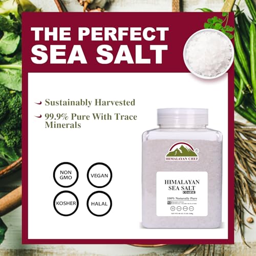 Himalayan Chef Coarse Grain Sea Salt - Non-GMO, Kosher, 5 lb Jar (80 Ounce)