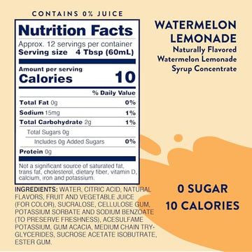 Jordans Skinny Mixes Sugar Free Syrup  Watermelon Lemonade Flavor  Fruit Flavored Water Enhancer  Drink Mix for Ice Tea  Lemonade & More  Zero Calorie Flavoring  Keto Friendly  25.4 Fl Oz  1 Pack