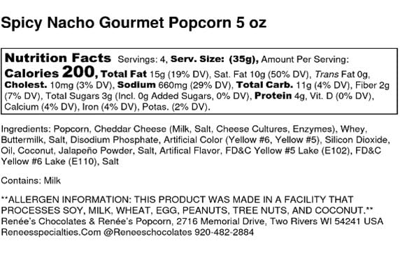 Ren  Es Spicy Nacho Gourmet Popcorn - Wisconsin Cheddar Cheese Blended With Jalapeo Spice For A Treat Thats Zesty On Fresh Poppe
