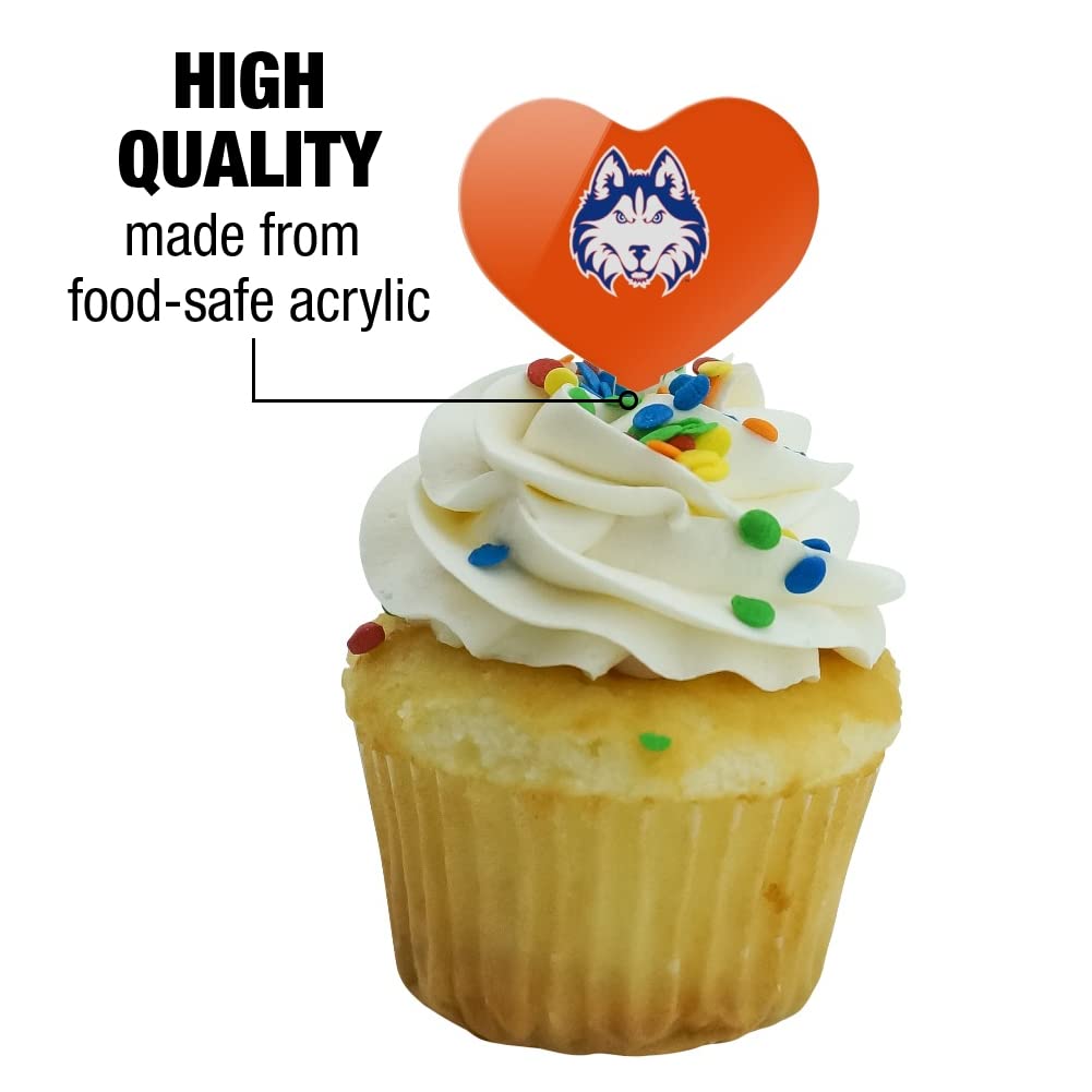 GRAPHICS & MORE Cupcake Picks Set of 6, Acrylic, Houston Baptist University Design, Heart Love Toppers, Model CUPT.HRT.ACR.6PK.CLCHBU500B