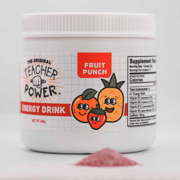 TEACHER POWER Sugar Free Energy Drink, Fruit Punch, 70 Servings, 246 Grams, 100mg Caffeine with B Vitamins