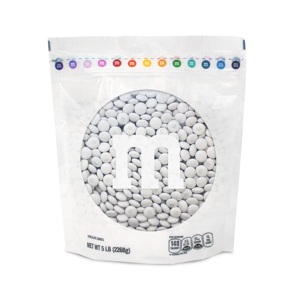 M&Ms White Milk Chocolate Candy, 5Lbs Of M&M'S In Resealable Pack For Candy Bars, Wedding Receptions, Graduations, Birthday Part