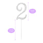 Number Cake Topper 2, Uniideco Silver Rhinestone Premium Metal Bling Bling Cake Decor, Sparkly Happy Birthday Wedding Anniversar