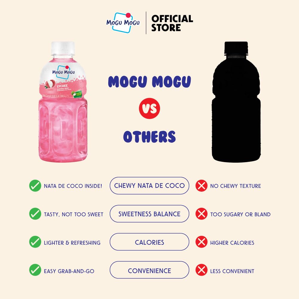 Mogu Mogu Drink Pineapple Juice (6 Bottles) Delicious Drinks Made With Fruit Juice And Nata De Coco (Coconut Jelly) Fun Chewable