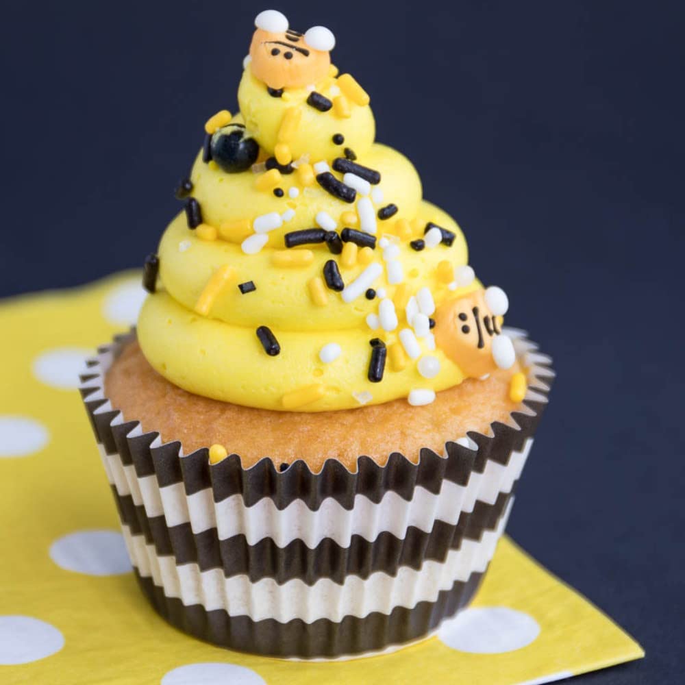 Sweets &   Boutique Edible Sprinkles for Cake Decorating, 4 Ounce, Yellow Black White Bee Hive