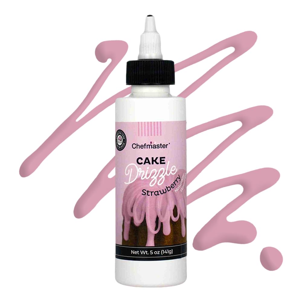 Strawberry-Flavored Cake Drizzle by Chefmaster, Edible Cake Drip Frosting for Decorating, Drip for Cakes, Cupcakes, Cookies, Don