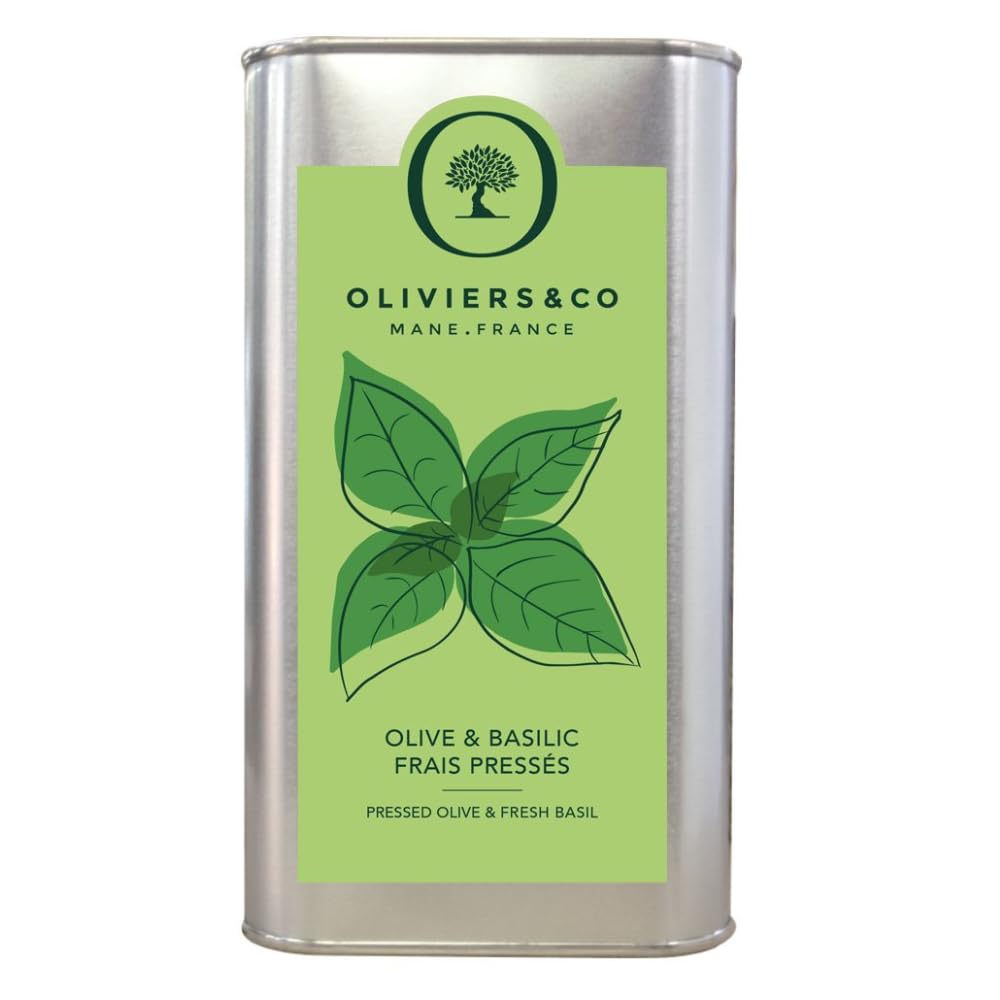 Fresh Basil Olive Oil by Oliviers & Co. | Cold Pressed Extra Virgin Olive Oil | Everyday and Cooking EVOO from Italy | Gourmet F