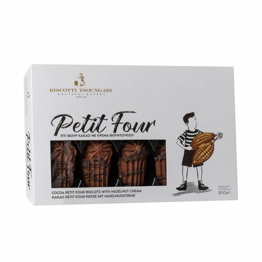 Biscotti Tsoungari - Cookies Petit Four (Pti-Four) With Filling Creamy Hazelnut 300G (10.58 Oz)