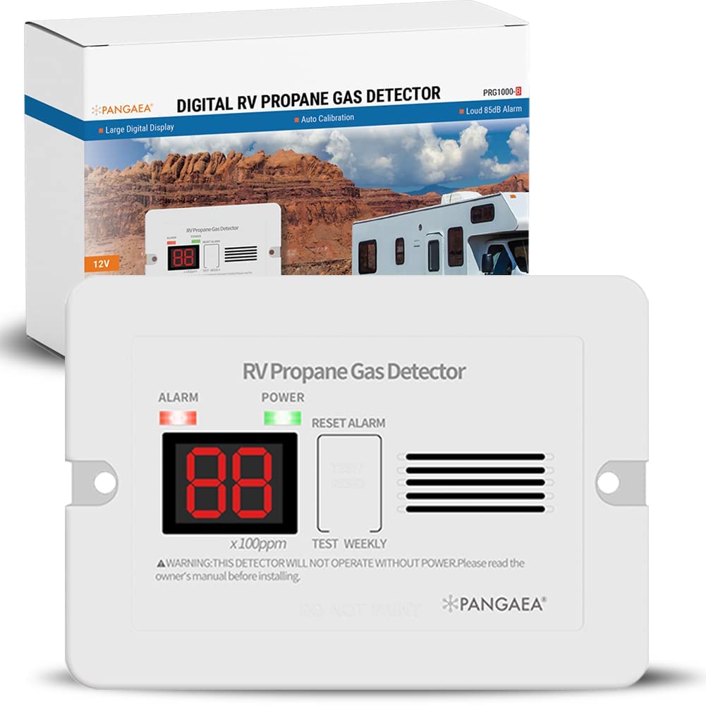 Pangaea Digital Rv Propane Gas Detector With 85Db Loud Alarm, Dc 12V, For Trailer, Motorhome, Motorcoach (Surface Mount - White)