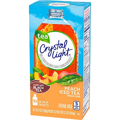 Crystal Light On The Go Peach Tea, 10-Count Boxes, 0.7 Ounce Each, Pack of 4