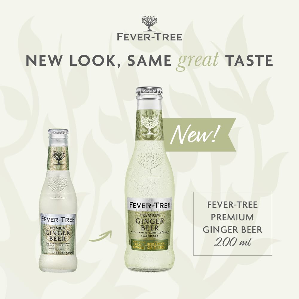 Fever-Tree Ginger malt-inspired - Premium Mixer - Naturally Sourced - 200 ML Bottles - Pack of 24 - Clear
