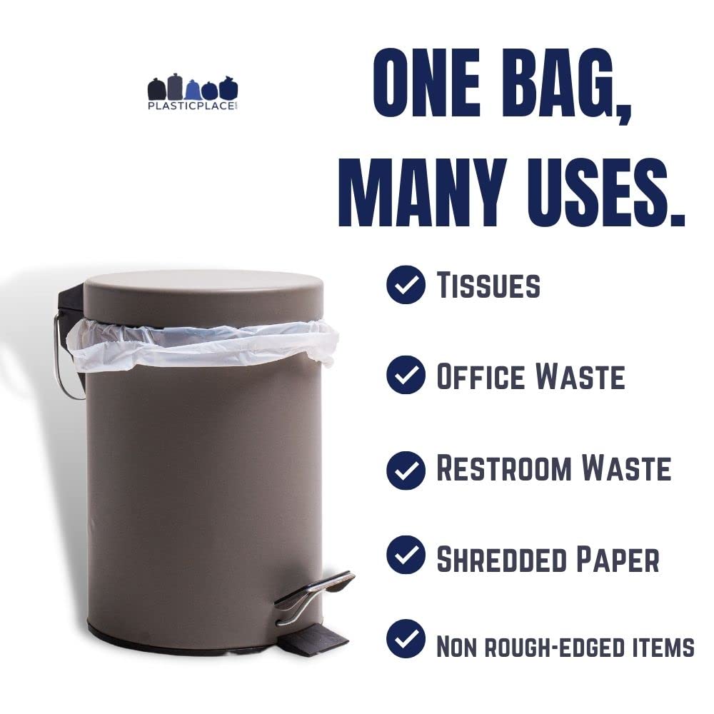 'Plasticplace 4 Gallon Trash Bags     6 Microns     Clear Garbage Can High Density Liners     17'''' X 18'''' (2000 Count)'' (W