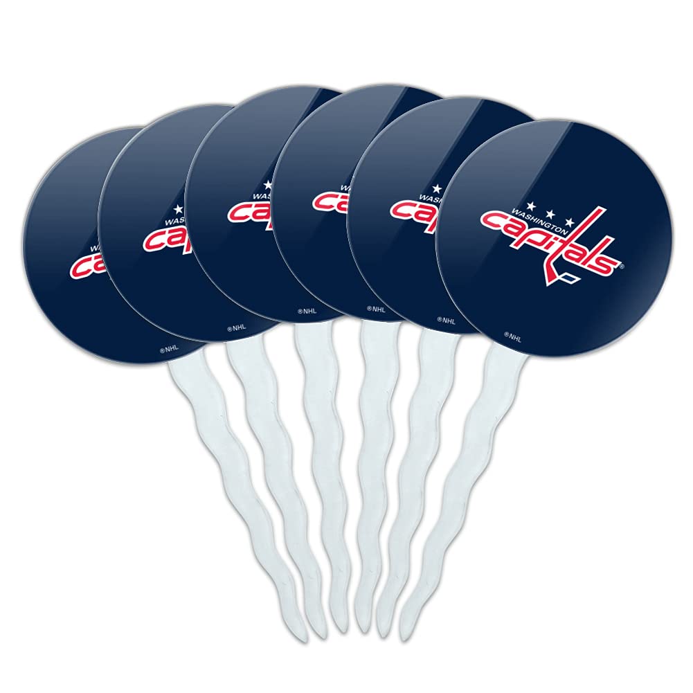 Washington Capitals Logo Cupcake Picks Toppers Decoration Set Of 6