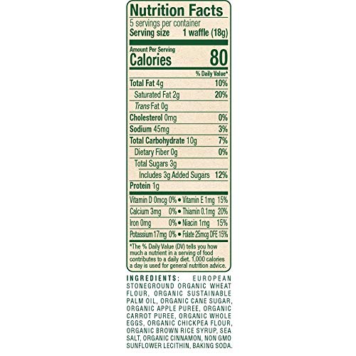 Sprout Organic Baby Food, Stage 4 Toddler Snacks, Apple Carrot Cinnamon Wafflez, Single Serve Waffles 5 Count(Pack Of 1)