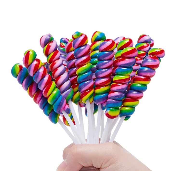 Rainbow Lollipops - Twisty Lollipop Individually Wrapped - Bulk Candy For Birthday Party - Twist Suckers & Lollipops For Party F