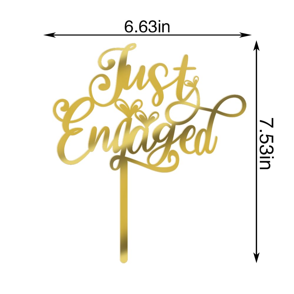 Qertesl Just Engaged Cake Topper For Engagement Party Decorations, Engaged Ring Sign,We'Re Engaged Cake Toppers,Bridal Shower/We