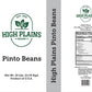 High Plains Pinto Beans | 25 Pound Bag | Farm-Fresh Pinto Beans | Non-GMO Verified | High Protein & Fiber Source | Dry Beans | Directly Sourced from Local Farmers