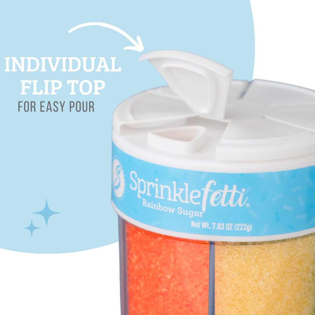 Sweets Indeed Sprinkles 6 Cell Edible Mix Sugar Perfect For Cake Decorations Baking Ice Cream Cookies Cupcake Topper (Rainbow Su