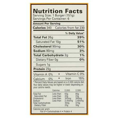 Bubba Burger, Frozen Beef Burger Patties, Sweet Onion, USDA Choice Beef Chuck, 2 lb, Pack of 6