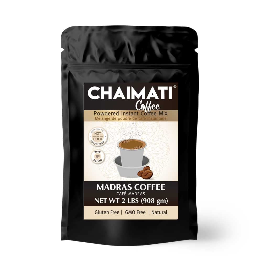 CHAIMATI Madras Instant Coffee - 32oz Pack - 100 Cups, Low Caffeine, Great for Hot/Iced Beverages