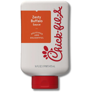 Chick-Fil-A Zesty Buffalo Sauce, 2Pk (16 Fl Oz Bottles) Bundle With Giri Plastic Spork And Stainless Steel Condiment Sauce Cup (