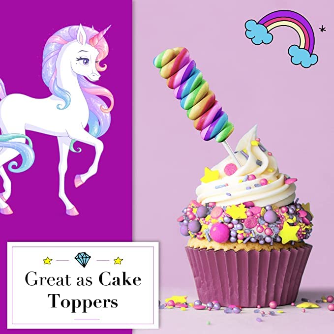 Unicorn Candy Lollipops Individually Wrapped Bulk 100Pk| Swirl Lollipop Rainbow Candy , Unicorn Party Favors For Unicorn Birthda