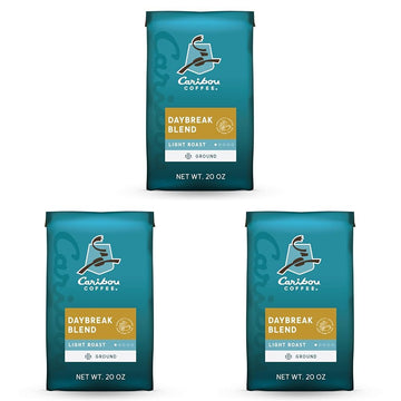 Caribou Coffee, Light Roast Ground Coffee - Daybreak Morning Blend 20 Ounce Bag - Packaging May Vary (Pack of 3)