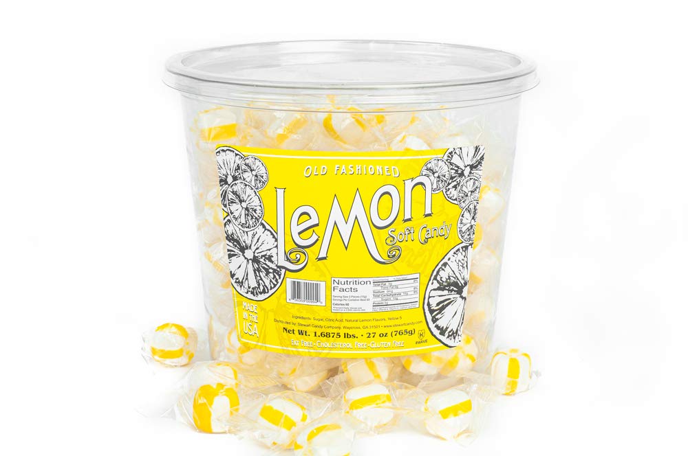 Stewart Old Fashioned Lemon Candy Puffs, Individually Wrapped, Fat-Free, 27 oz Tub, Multi Color, Model AUA10310