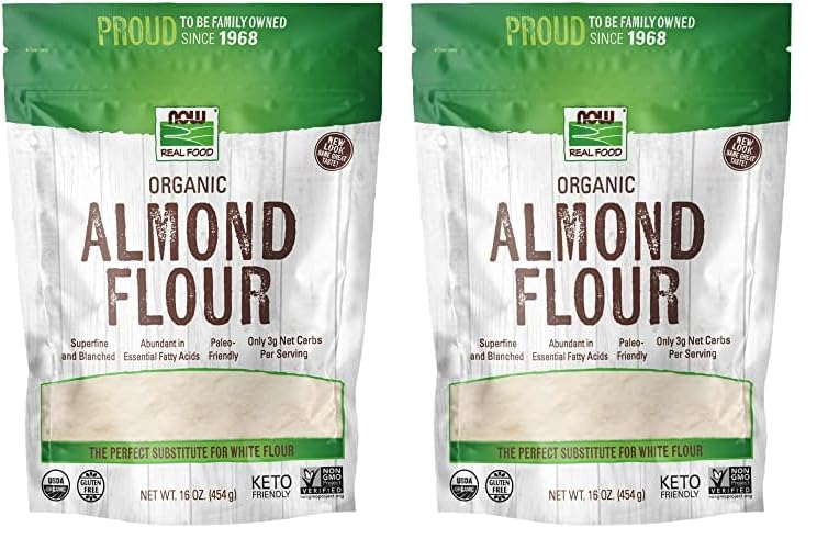 Now Foods, Organic Almond Flour, Superfine, Blanched, Certified Non-Gmo, 16-Ounce (Packaging May Vary) (Pack Of 2)