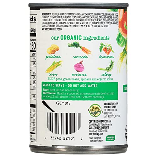 Health Valley Organic Soup, No Salt Added, Vegetable, 15 Ounce (Pack of 12)