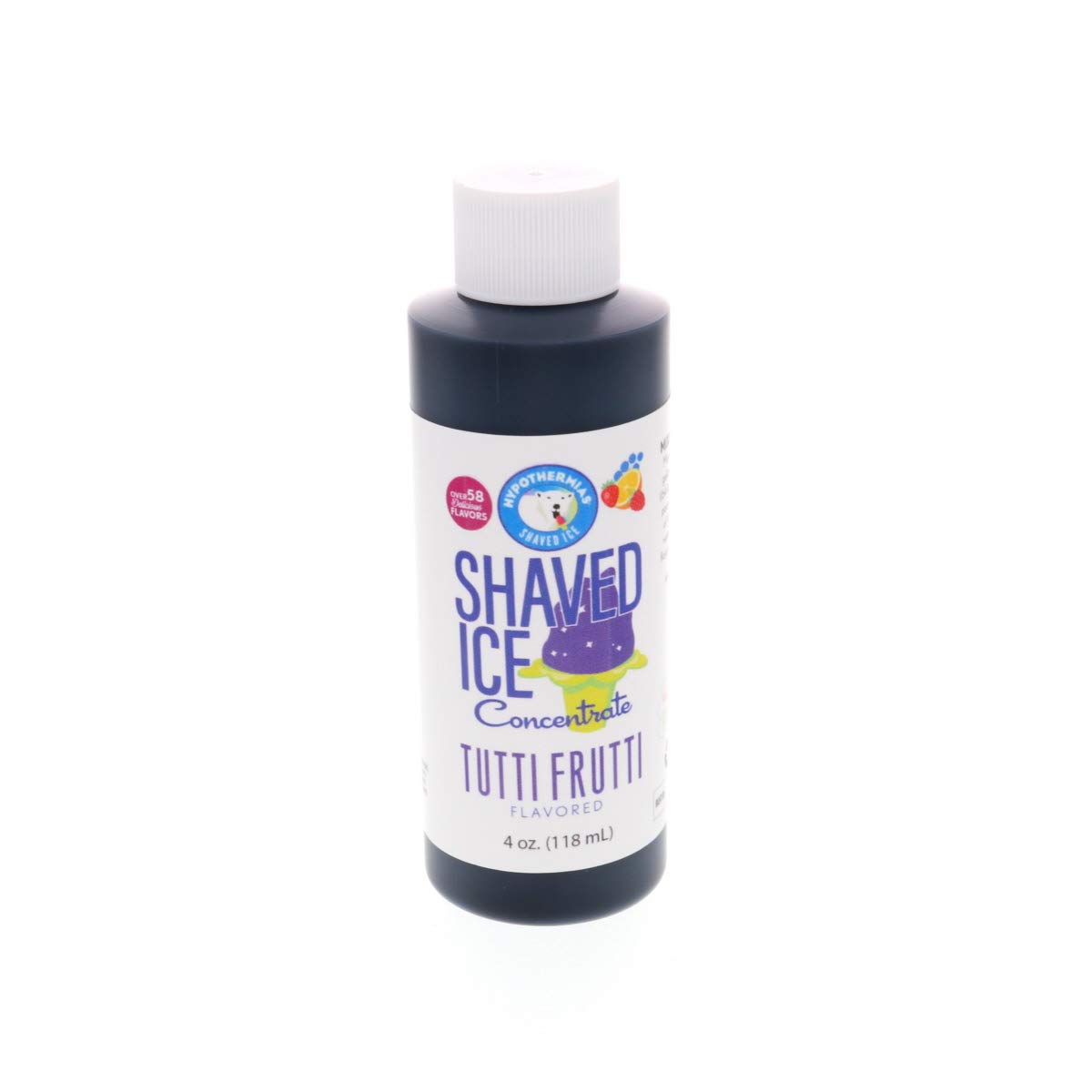 Hypothermias Shaved Ice and Snow Cone Syrup Unsweetened Flavor Concentrate - 4 Fl Oz - Makes 1 Gallon of Ready to Use Syrup - Tu