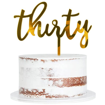 Qertesl Acrylic Thirty Cake Topper,30Th Birthday Cake Toppers, 30Th Anniversary Party Decorations Supplies- Double Sided Gold Gl