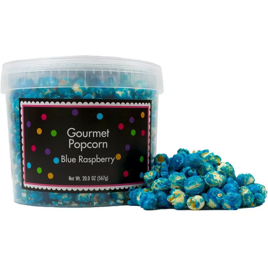 Turquoise Popcorn Bucket With Scoop, 20 Ounce, Blue Raspberry Flavored Popcorn Tub, Fresh Gourmet Popcorn, The Hampton Popcorn &