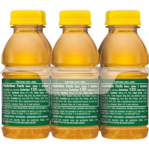 Motts 100% Original Apple Juice, 8 fl oz bottles, 6 pack