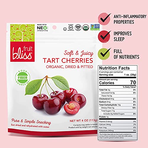 Fruit Bliss - Organic Tart Dried Cherries - Case Of 6-4 Oz.