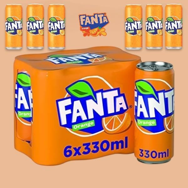 Original European Fanta Orange Flavor Soda Soft Drink- 6Pack 330Ml/Each With Fanta Sticker