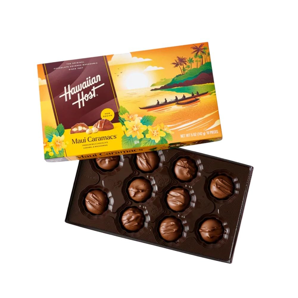 Hawaiian Host Caramac Box with Macadamia & Caramel - 6 Ounce, Brown, Maui Caramacs