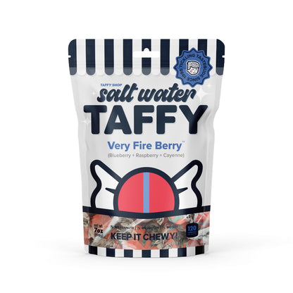 Taffy Shop Very Fire Berry, Blueberry Raspberry Cayenne Salt Water Taffy - Gourmet Soft Chewy Candy, Bulk Sweet Snack, Fresh Gif