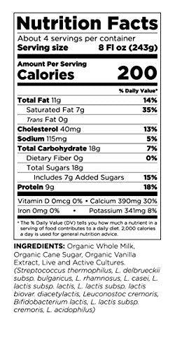 Maple Hill Crea mery, 100% Grass Fed Organic Kefir, Vanilla, oz 32 Ounce