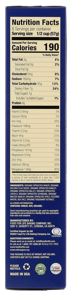 Ezekiel 4:9 Golden Flax Sprouted Grain Crunchy Cereal 16 oz (Pack of 3)
